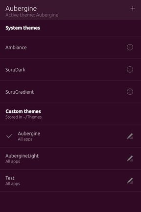 Aubergine : la même liste, aux couleurs violettes du thème Aubergine, désormais actif.